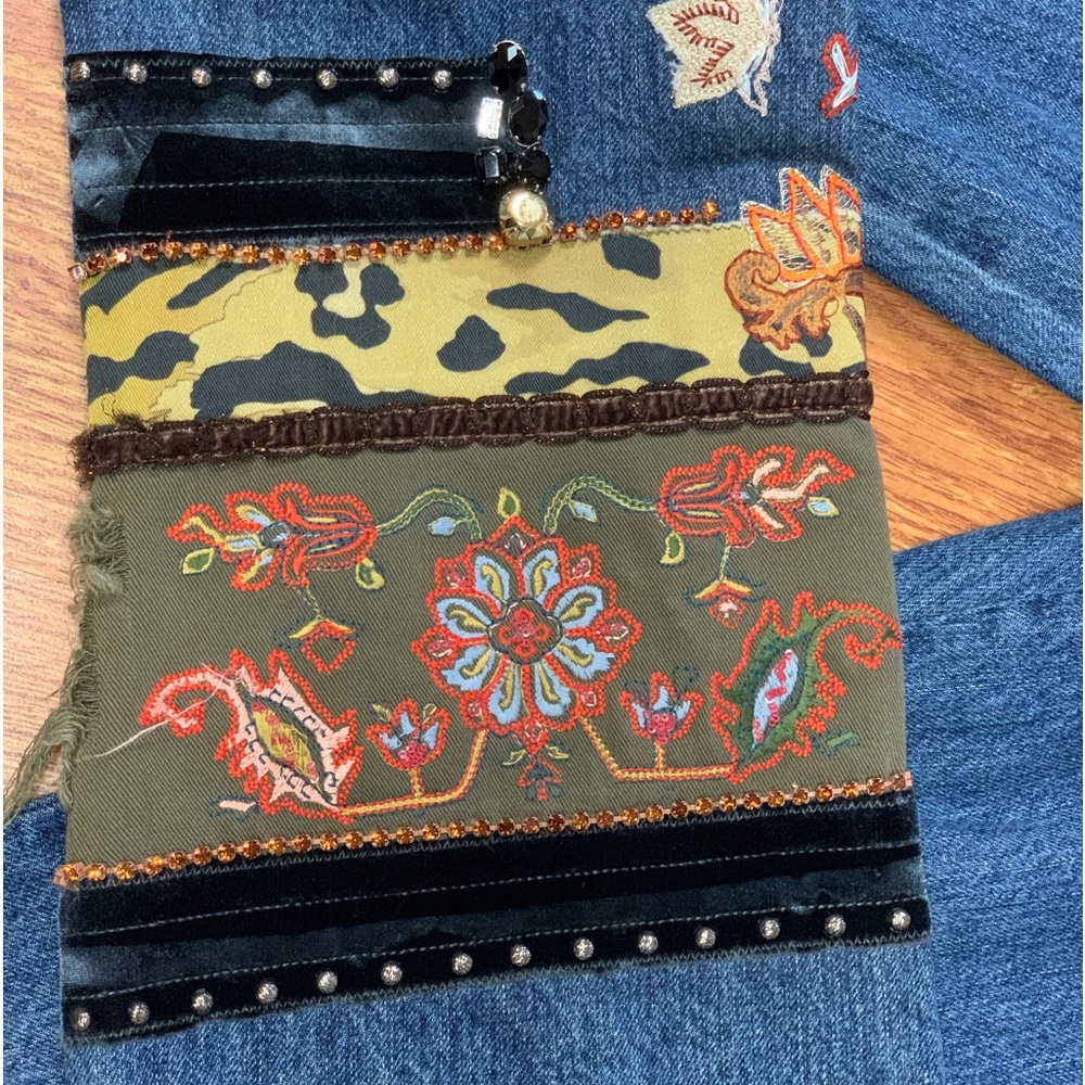 Amazing Vintage Etro Embroidered Boho Paisley Bootcut Flare Jeans - Picture 8 of 14